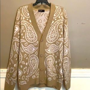 Bandana print light brown cardigan